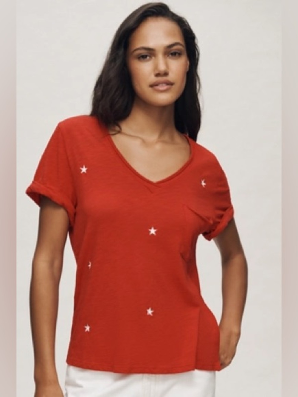 Brand New Anthropologie Quinn Short-Sleeve V-Neck T-Shirt by Pilcro, Small, NWT
